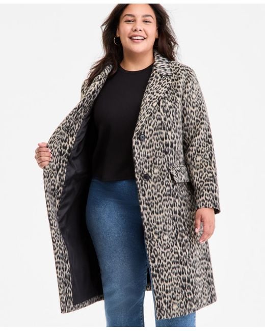 BCBGMAXAZRIA Gray Plus Size Single-breasted Coat