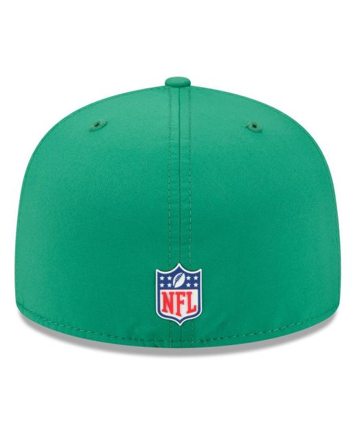 KTZ Green Philadelphia Eagles 2025 Sideline Throwback 59fifty Fitted Hat for men