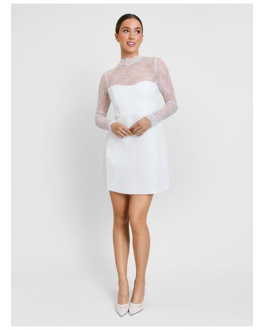Maxi Dress Dress With Long Sleeve Top Underneath Yas Hybrid High Neck Lace  Top And Satin