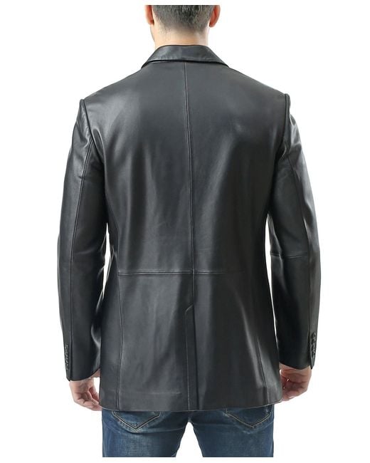BGSD Gray Men John One-button Leather Blazer for men