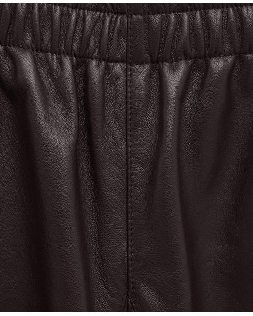 Mango Gray Leather Buttoned Hem Pants