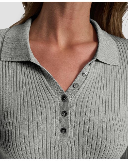 DKNY Gray Ribbed Long-sleeve Sweater