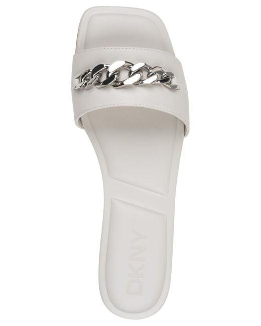 DKNY White Dania Flat Slide