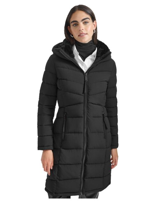 Calvin Klein Black Hooded Puffer Coat