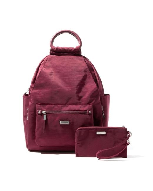 Baggallini Red All Day Rfid Phone Backpack
