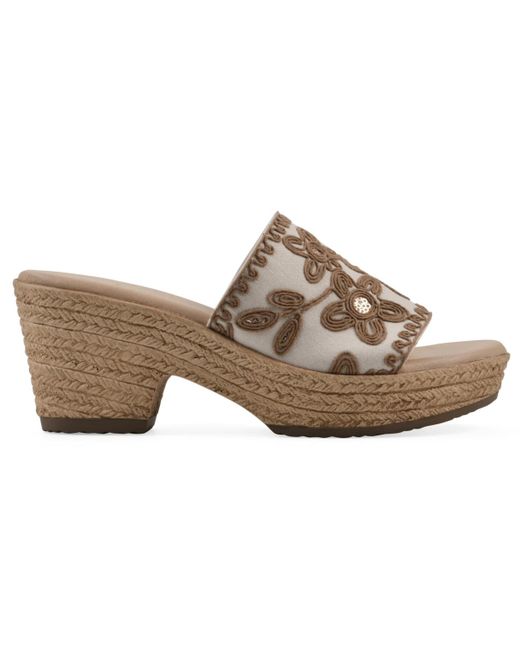 White Mountain Brown Biancia Wedge Slip-on Sandals