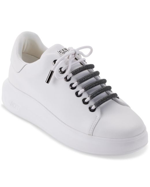 DKNY White Jewel Lace-up Low-top Sneakers