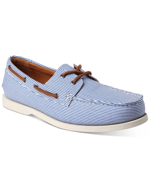 Club Room Canvas Boat Shoes, Created For Macy's in Light Blue Stripe