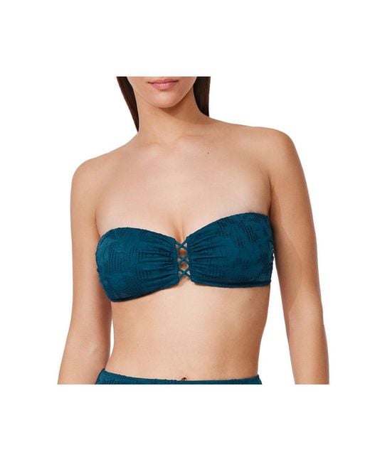 Gottex Blue Jolene Textured Bandeau Bikini Top