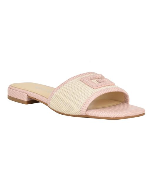 Guess Tampa Slide-on Sandals in Natural | Lyst