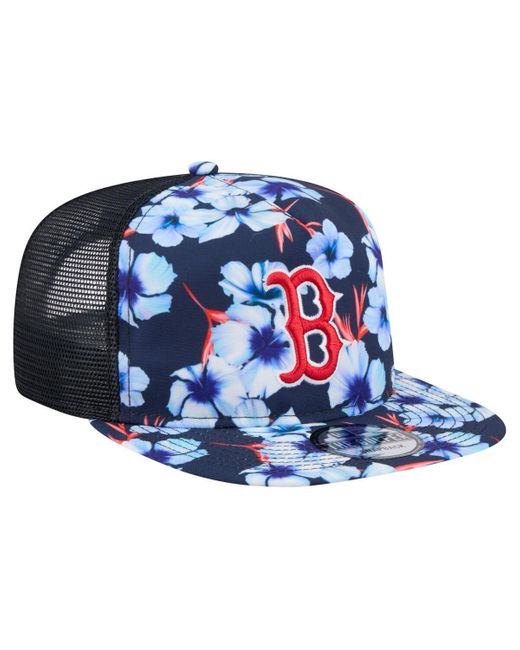 KTZ Blue Boston Red Sox Adventure Pattern Golfer Trucker Snapback Hat for men