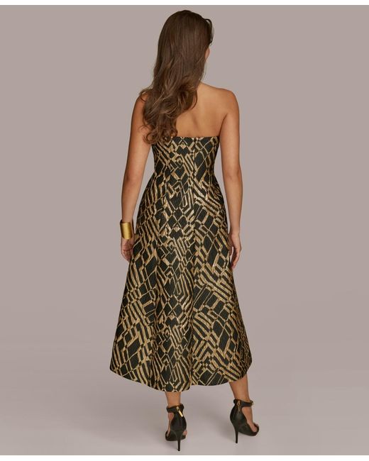 Donna Karan Green Strapless Fit And Flare Midi Dress