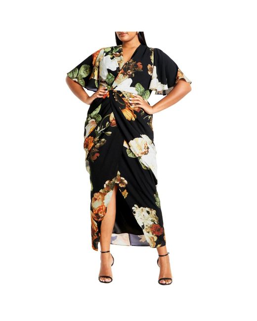 City Chic Black Plus Size Braelynn Print Maxi Dress