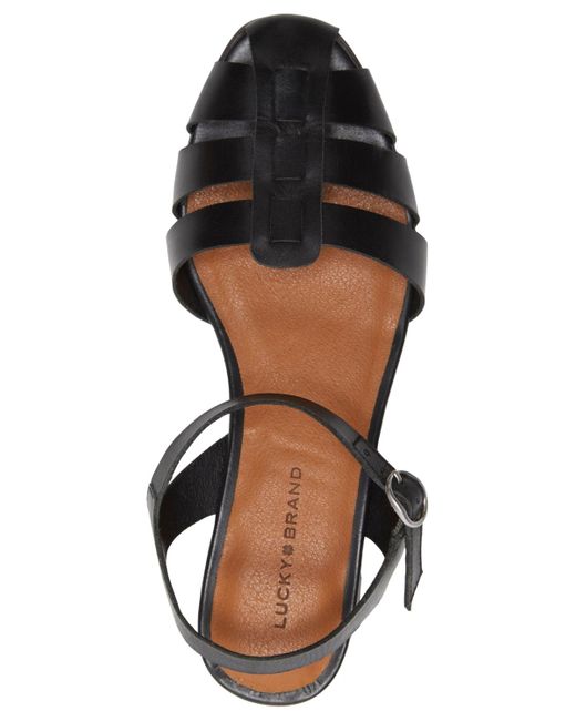 Lucky Brand Black Zilma Ankle Strap Fisherman Flat Sandals