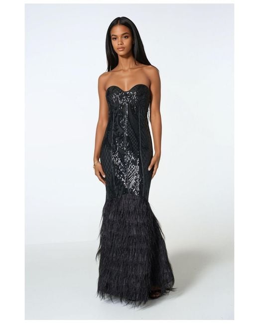 Bebe White Sequin Feather Gown