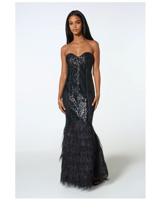 Bebe White Sequin Feather Gown
