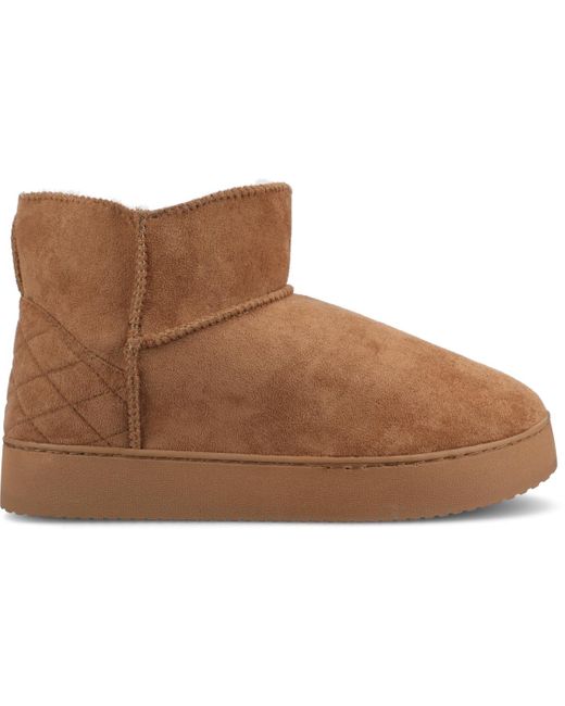 Journee Collection Brown Noa Round Toe Bootie Slippers