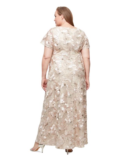 Alex Evenings Natural Plus Size Sequinned Soutache Evening Gown