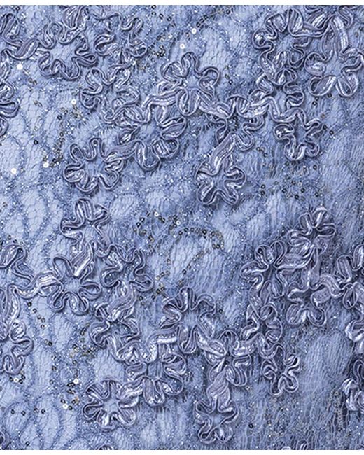 Xscape Blue Soutache Lace Long-sleeve Sheath Dress