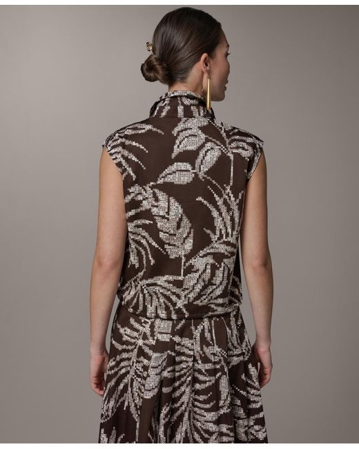 Donna Karan Brown Collared Neck Top