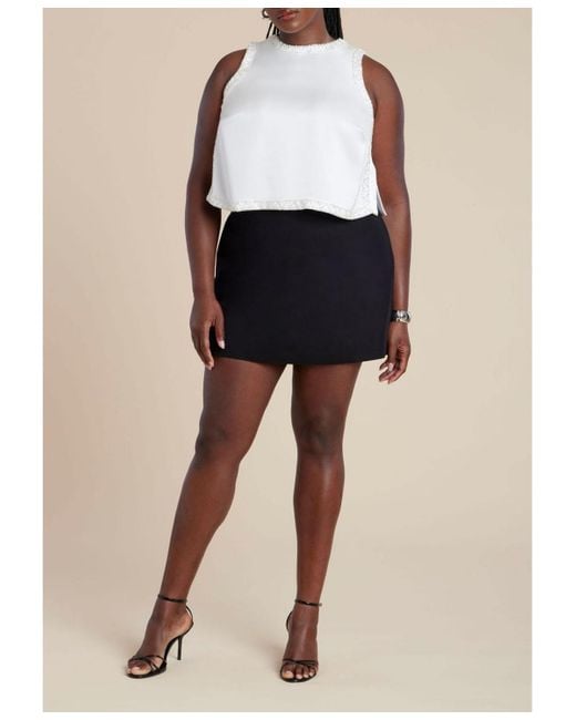 Eloquii White Plus Size Embellished Sleeveless Boxy Shirt