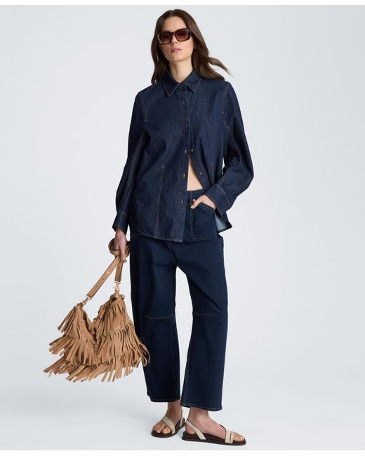 Kenneth Cole Blue Collared Front Button Shirt