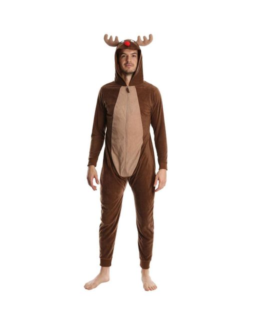 SLEEPHERO Brown Sleep Hero Novelty Fleece Onesie for men