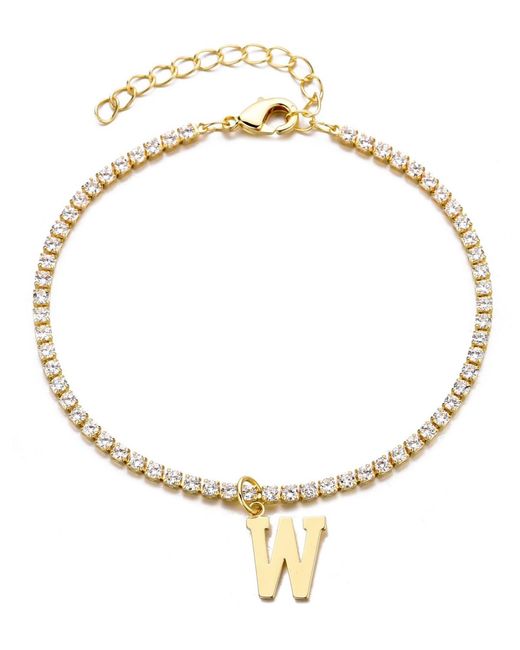Adornia Metallic Gold Crystal Initial Charm Tennis Bracelet