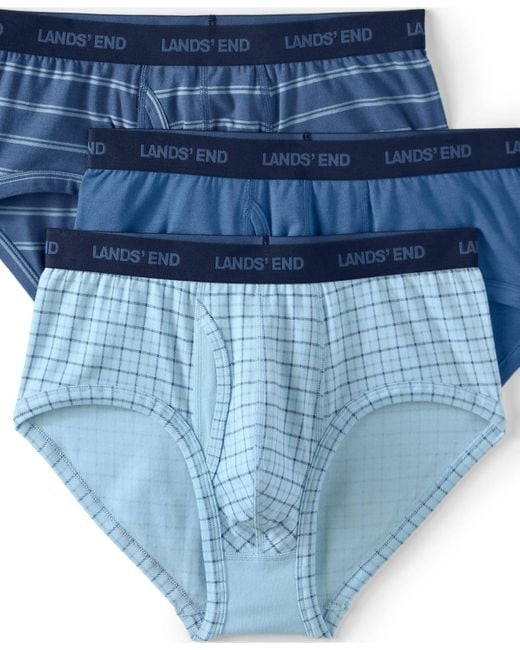 Lands' End Men's Blue Comfort Knit Brief Pack