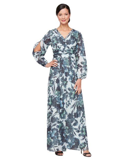 SL Fashions Women's Embellished Floral-Print Gown Red Size 14