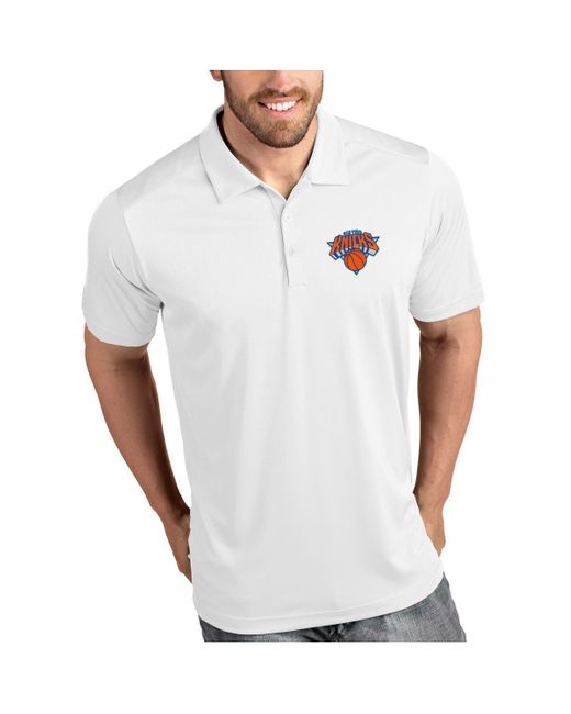 Antigua White New York Knicks Tribute Polo Shirt for men