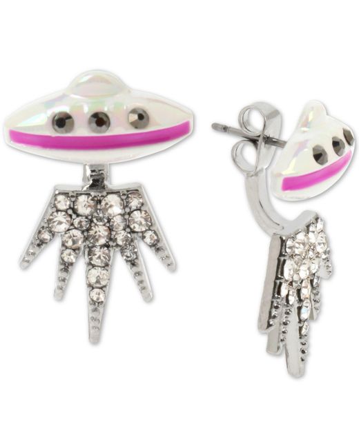 Betsey Johnson Multicolor Silver-tone Pavé Ufo Front-and-back Earrings