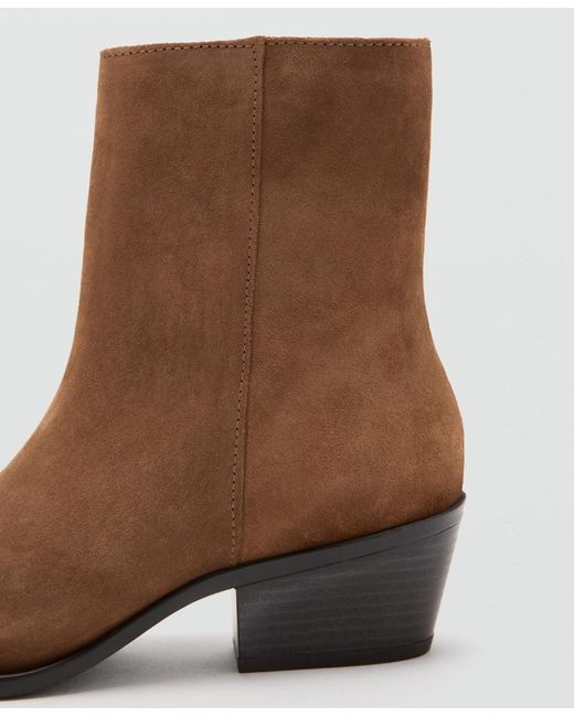 Mango Brown Heel Suede Ankle Boots