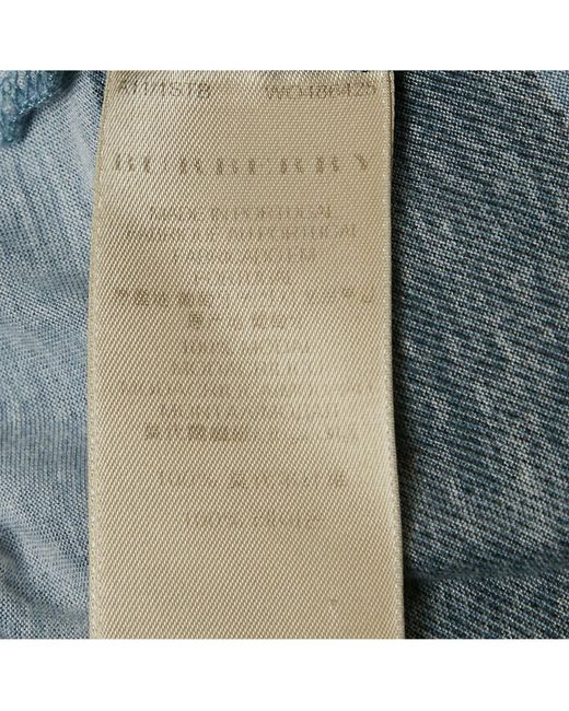 Pre-owned Burberry Brit Blue Plaid Print Modal Knit Top