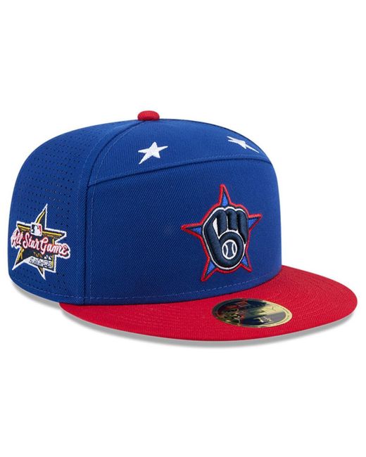 KTZ Blue/red Milwaukee Brewers 2025 Mlb All-star Game Workout Side Patch 59fifty Fitted Hat for men