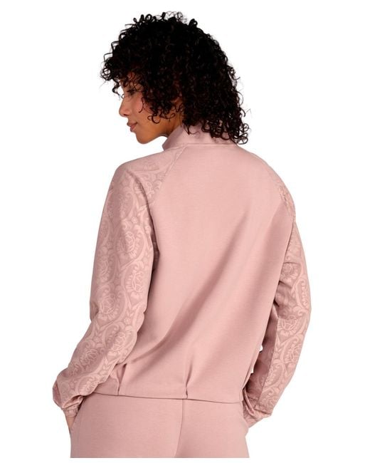 PUMA Pink Lace Bubble Hem Mock Neck Jacket