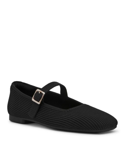 Anne Klein Black Mabel Knit Mary Jane Flats