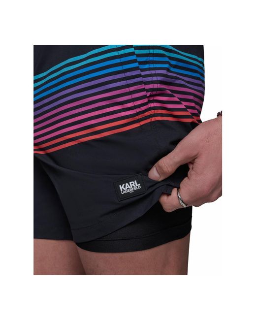 Karl Lagerfeld Blue Regular-fit Quick-dry 5" Swim Trunks for men