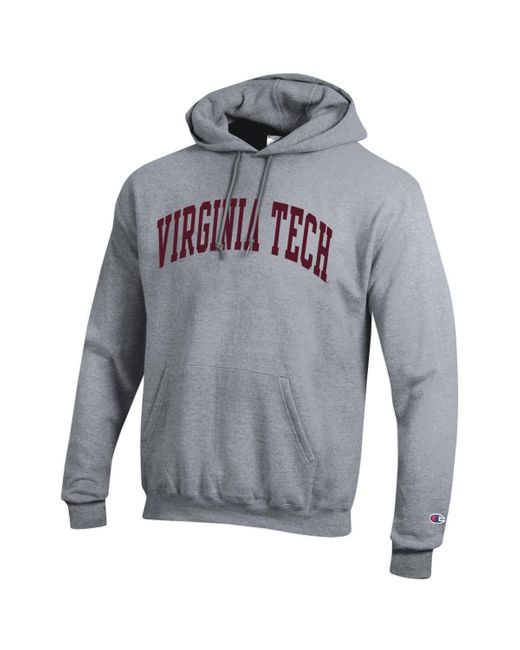 Champion Gray Virginia Tech Hokies Basic Arch Fleece Pullover Hoodie for men