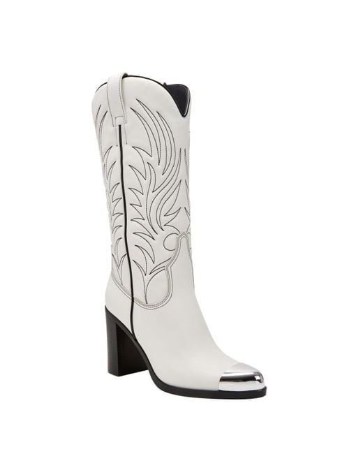 Katy Perry The Zaina Western Narrow Calf Boots in White | Lyst