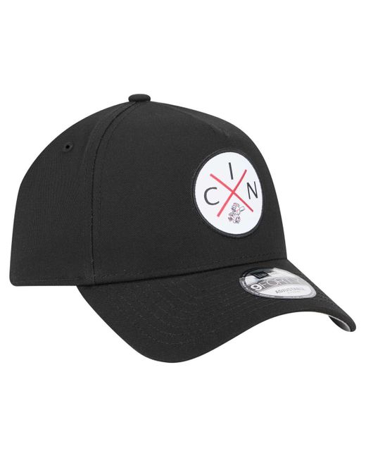 KTZ Black Cincinnati Reds 9forty A-frame Adjustable Hat for men
