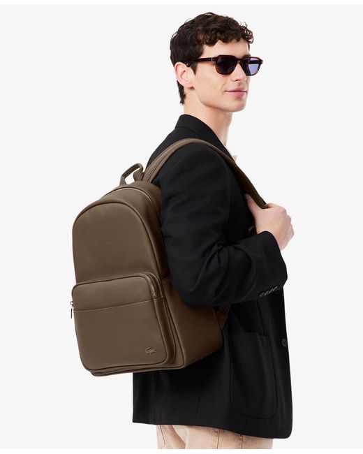 Lacoste Brown Adjustable Straps Backpack for men