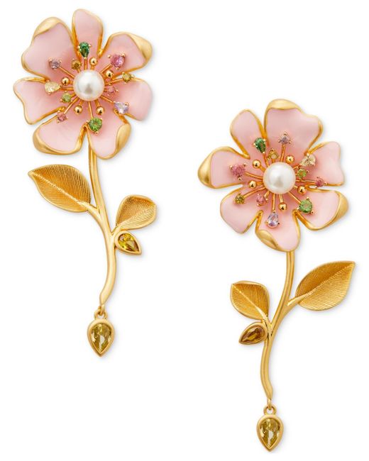 Kate Spade Metallic Gold-tone Bloom In Color Linear Earrings