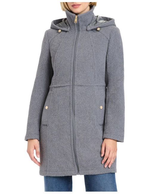 Vince Camuto Gray Zip Front Walker Coat With Detachable Hood