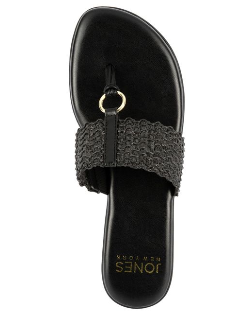 Jones New York White Sonal Woven Thong Sandals
