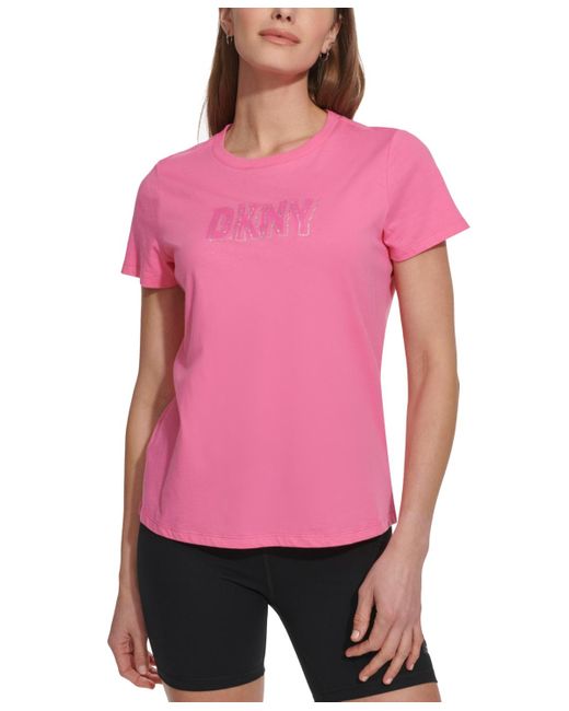 DKNY Pink Sport Cotton Embellished-logo T-shirt