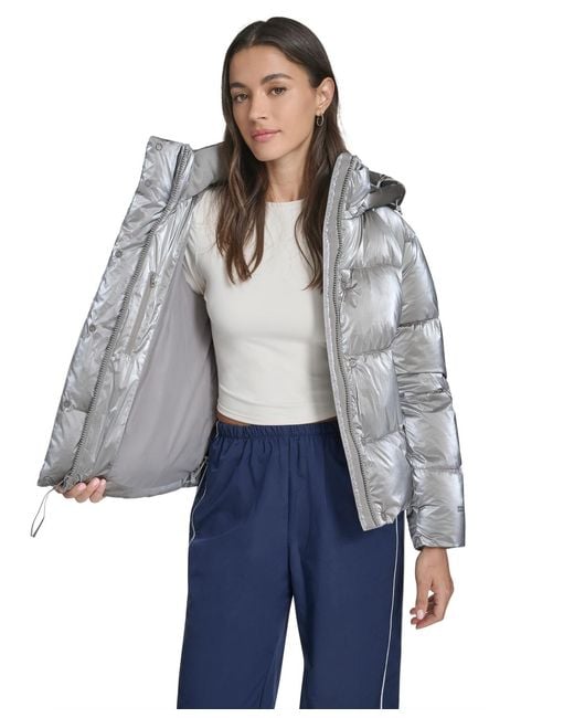 Levi's Gray Regular Quilted Hooded Puffer Jacket
