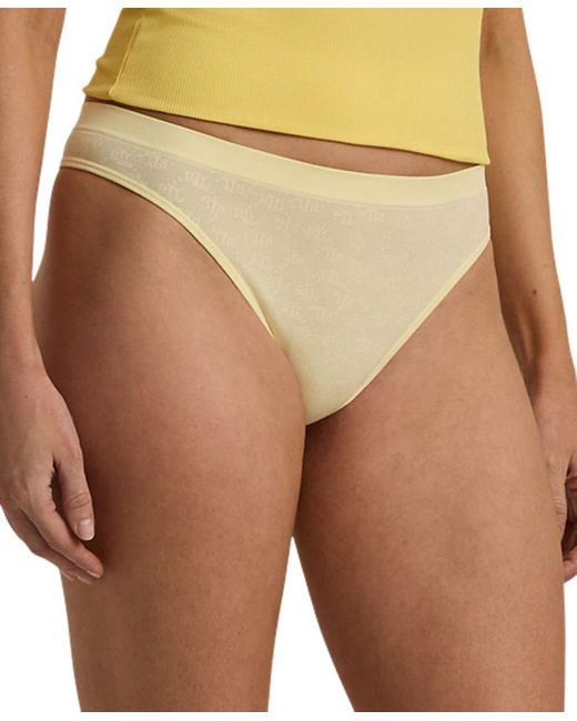 Lauren by Ralph Lauren Green Monogram Mesh Jacquard Thong 3-pack Underwear