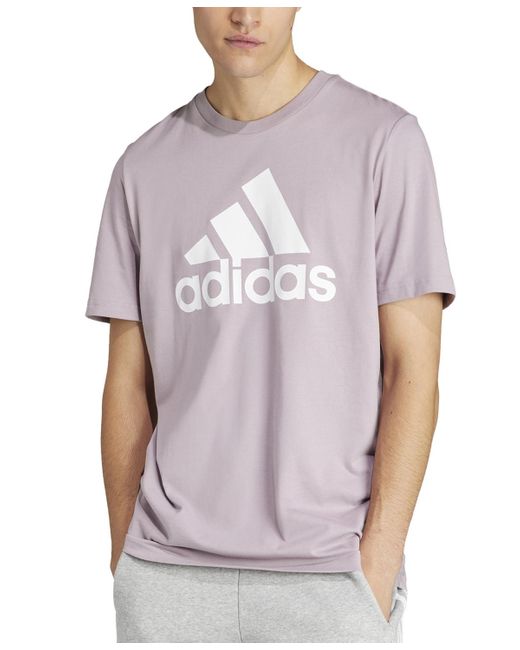 Adidas Purple Essentials Single Jersey Big Logo Short Sleeve Crewneck T-shirt for men