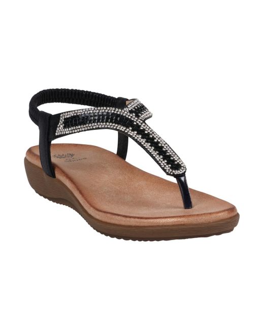 Gc Shoes Black Lori Embellished Flat Sandals